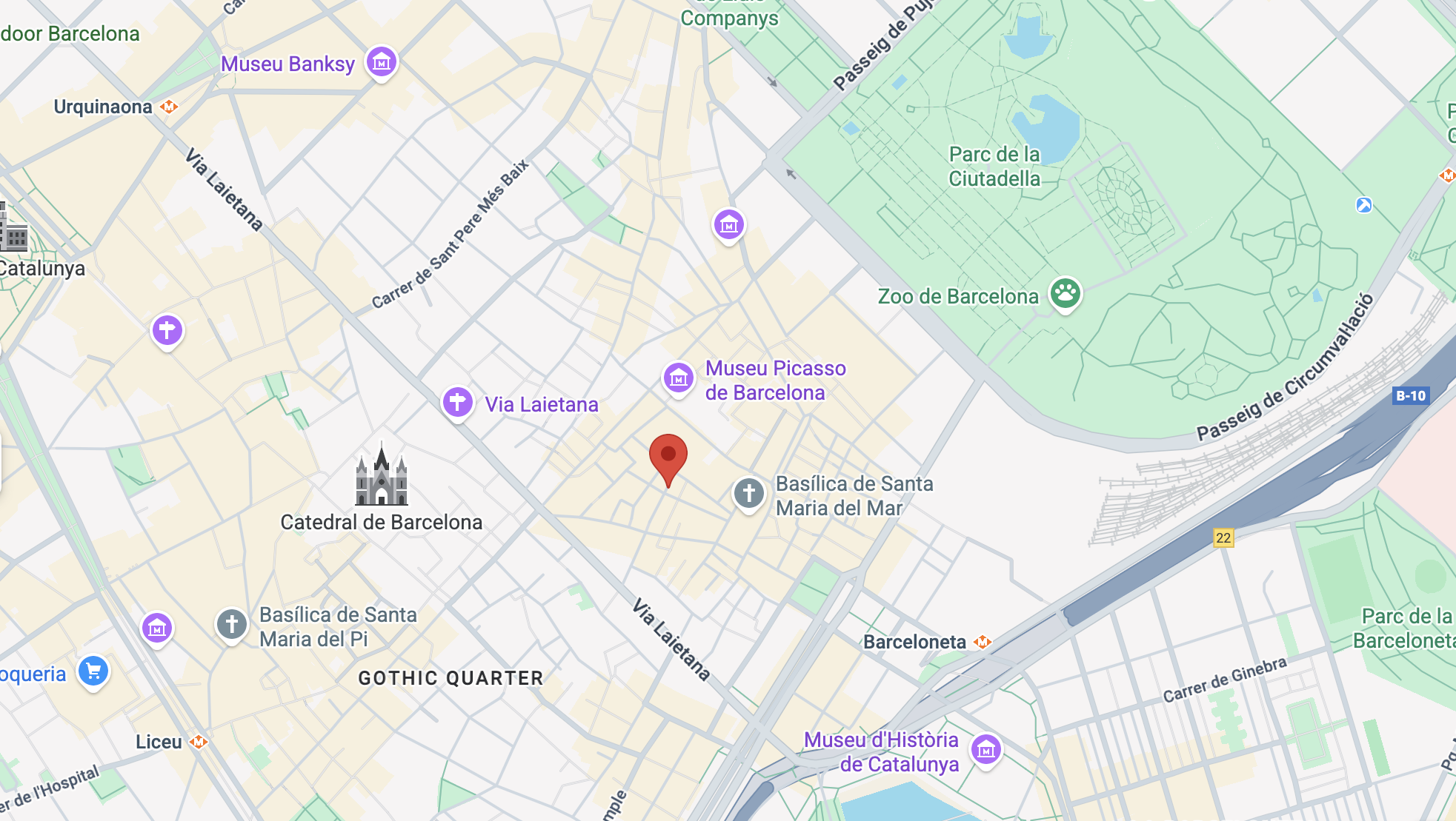 Map to NUA Gallery in El Born, Barcelona
